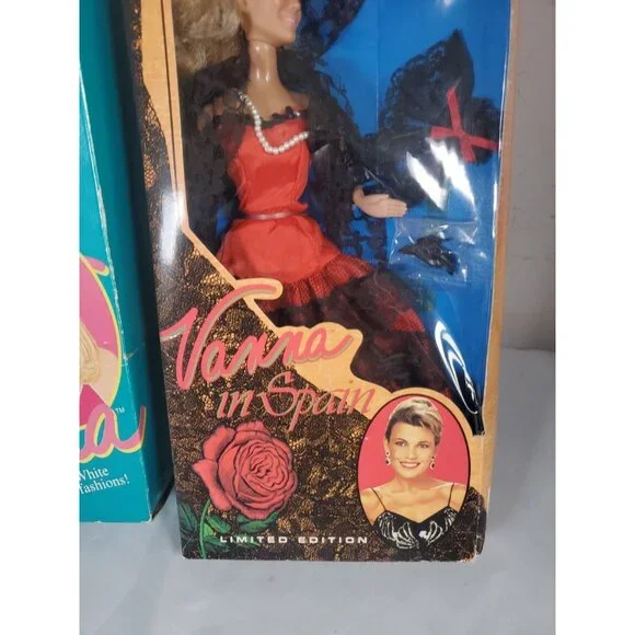 (2) Vanna White Limited Edition Spain Doll & Doll Black & Gold Dress Vintage - Picture 12 of 14